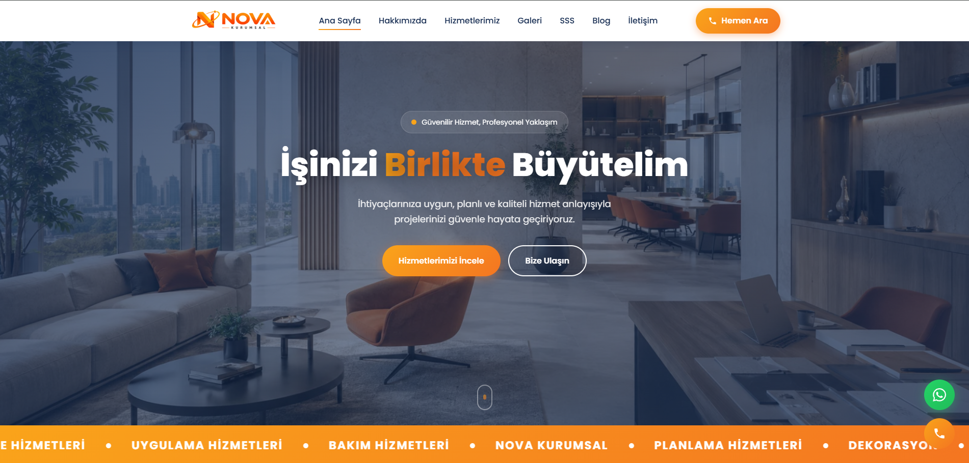 Nova Kurumsal teması önizlemesi